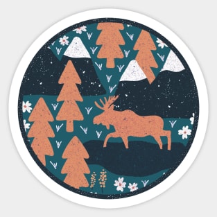 Mountain Moose (Melon & Denim) Sticker